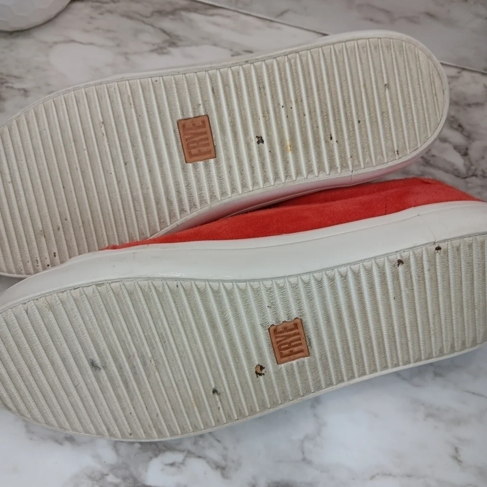 FRYE Womens Kerry Low Lace Red Suede Sneakers Size 9 Leather